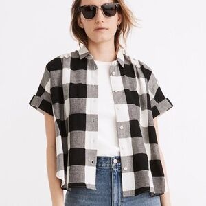 Madewell  S/S Buffalo Check Linen-Blend Hilltop Shirt
